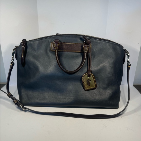 Dooney & Bourke Black Leather Domed Satchel Bag Florentine...